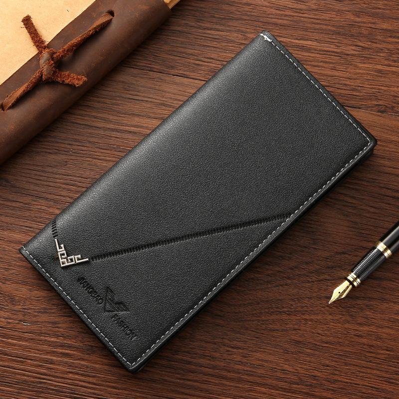Men's Premium Long Wallet Soft Leather Business Card Holder with 12 Slots Zippered Pocket Slim RFID Protection