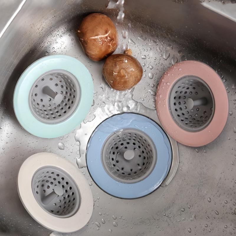 4pcs Silicone Sink Plug Filter, Kitchen Sink Drainage Network, Press Floor Drain Anti Clogging Filter