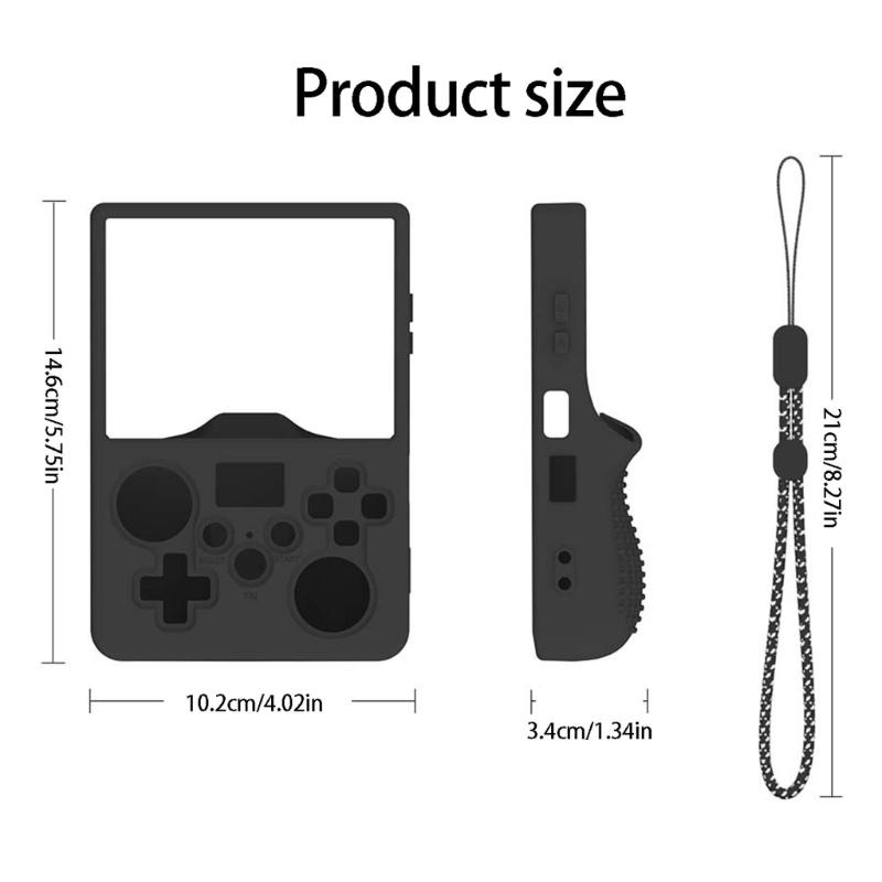 Handheld Game Device Silicone Case, Full-Cover Shell with Control Openings, Rear Grip Texture, Wrist Chain for R36MAX2