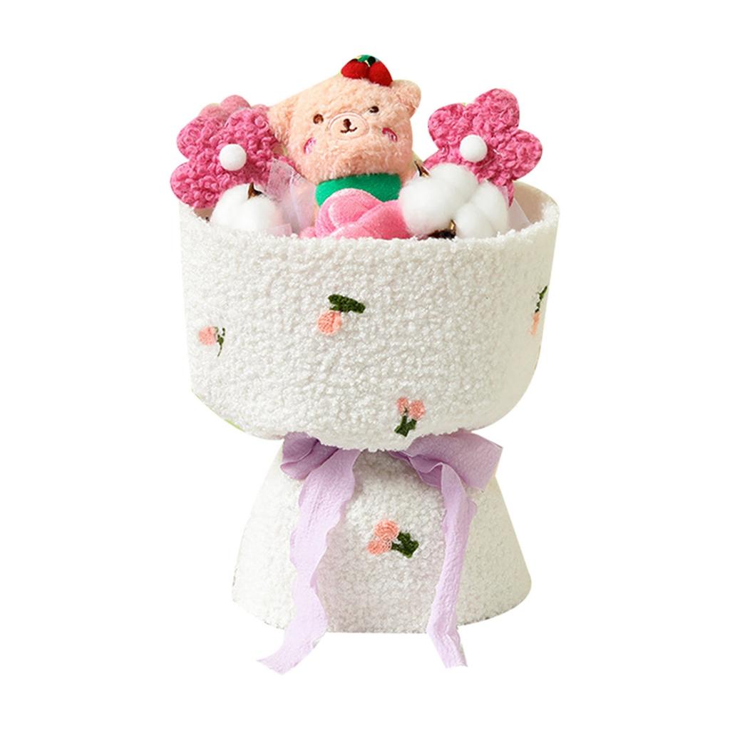 Plush Bouquet Toy Cute Cartoon Style Bright Colors Led String Light Stuffed Animals Bouquet For Birthday Valentine'S Day