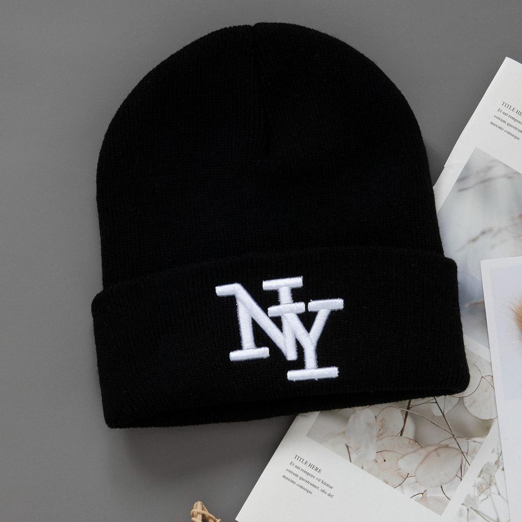 1/2/3Pcs Unisex Winter Beanie Hats, Solid Color Knitted Warm Outdoor Caps With Embroidered Hand Washable