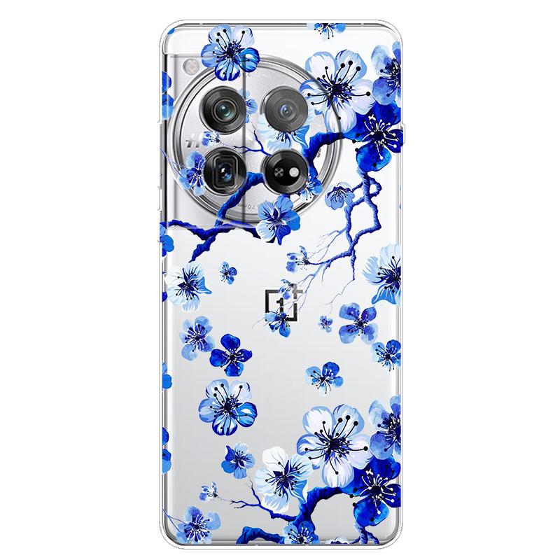 For OnePlus 12 Case 12R 5G Flower Clear TPU Soft Silicone Transparent Back Case for One plus 12R Cover on for Oneplus12 5G Coque