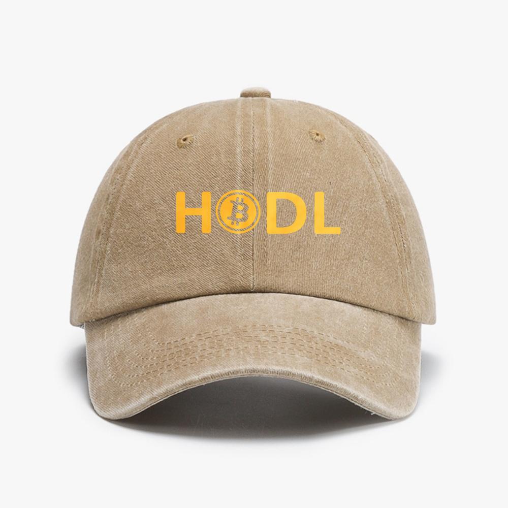 Bitcoin HODL Graphic Print Baseball Cap Adjustable Low Profile Casual Dad Hat Unisex Fashion Vintege Washed Denim Hats