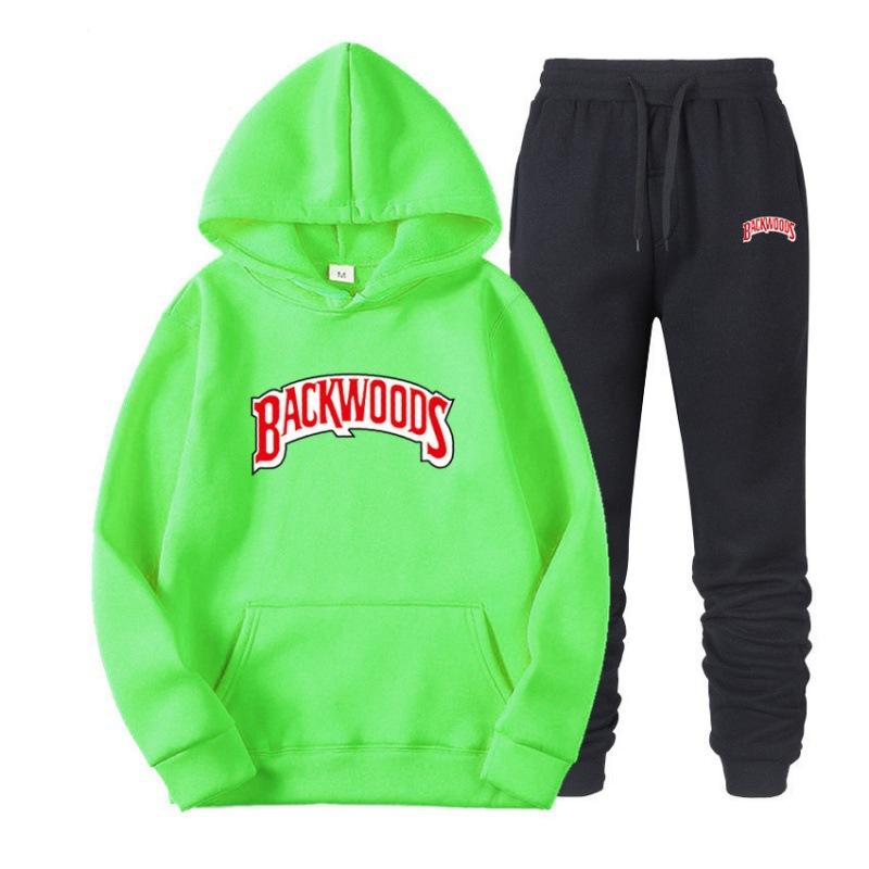 Tide brand sweater set BACKWOODS printed men's and women's fleece hoodie two-piece set