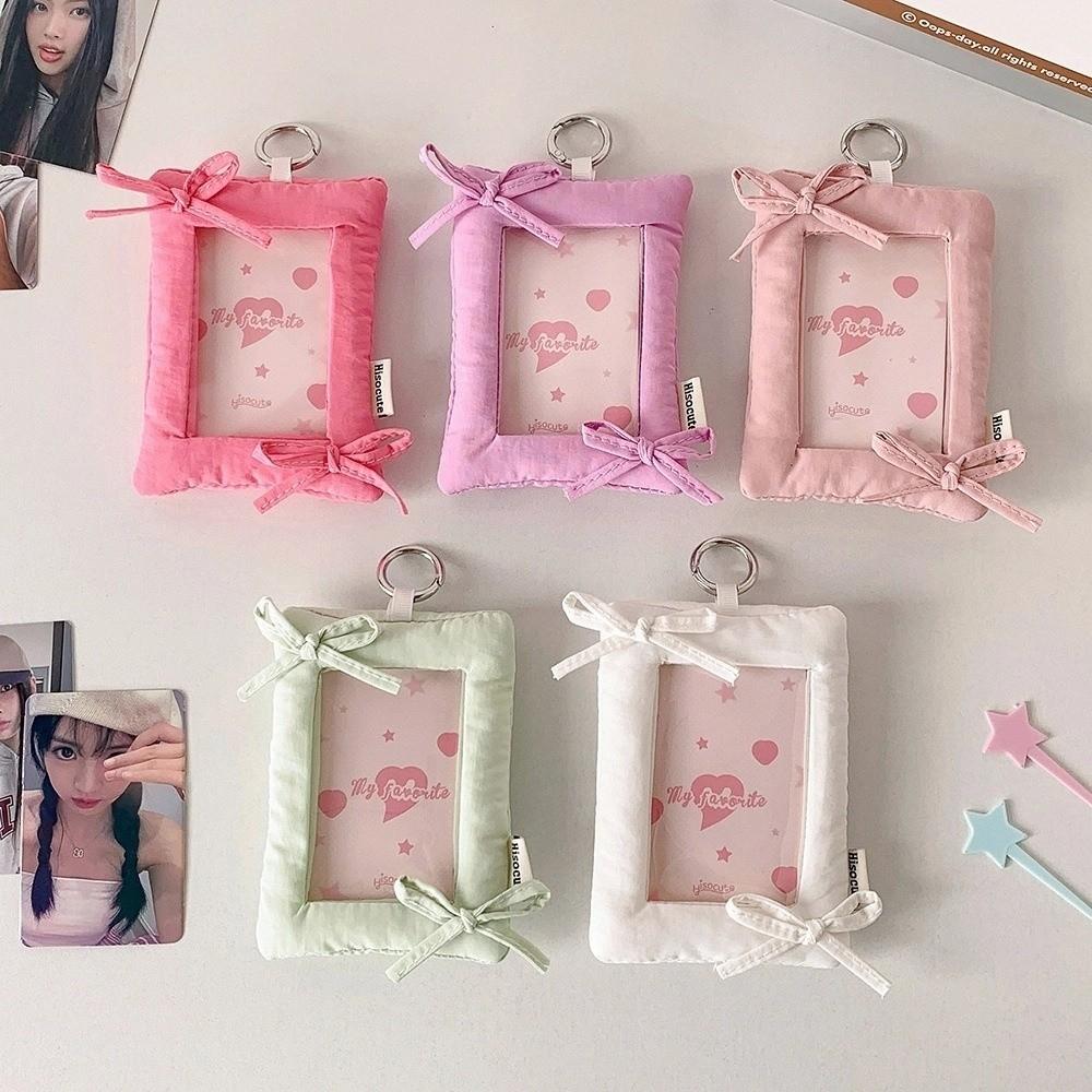 Bowknot Photo Photocard Frame with Keychain Idol Card Display Protector  Card Decor