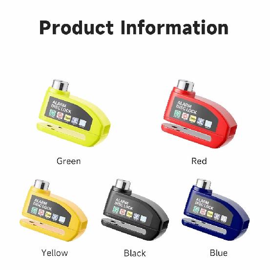 Electric Scooter Motorcycle Alarm Disc Lock Metal Waterproof Anti-theft Brakes Disc Lock Motorcycle Bicycles Scooter Bike Parts