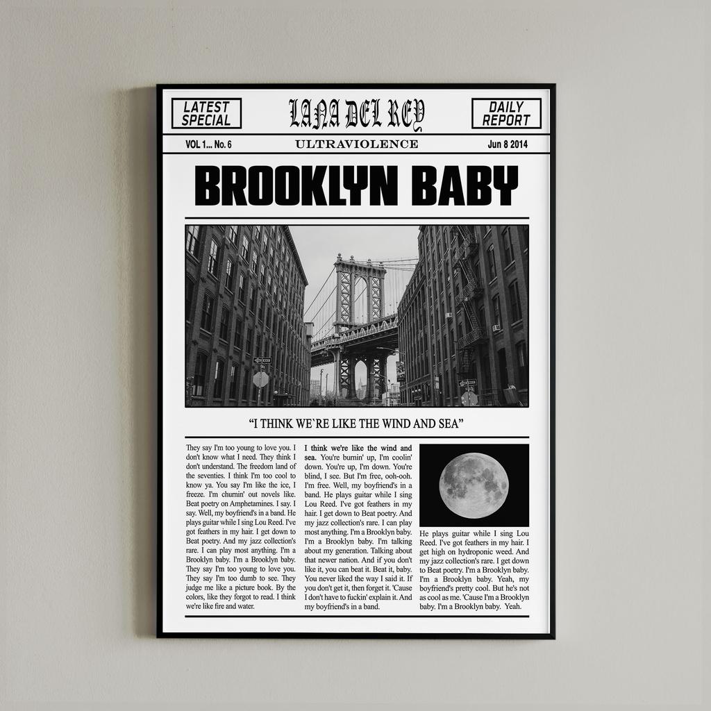 Black and White Lana Del Rey Newspaper Poster Aesthetics Girl Singer Rapper Canvas Painting Print Wall Art Mural Home Room Decor