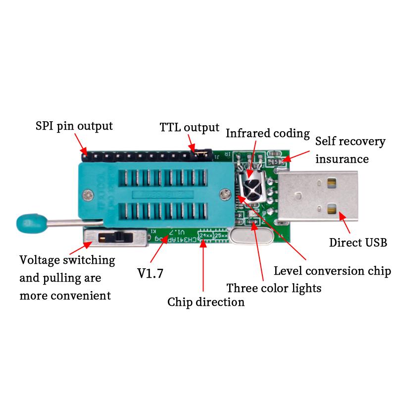 LIZAO CH341A Programmer V1.7 1.8V Level Shift W25Q64FW W25Q128FW Gd25LQ64