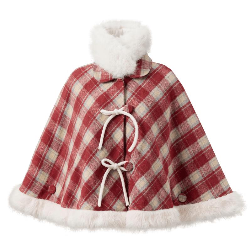 

Women s Vintage Plaid Wool Blend Cape Shawl One Size