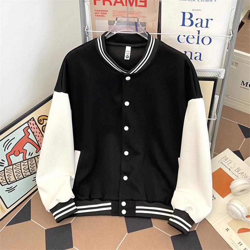 

Unisex Retro Baseball Jacket: Loose Fit, Casual Cardigan Style, Trendy Thickened Cotton Velvet L