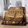 Jewish Holiday Golden Menorah Star David Black Yellow Border Print Soft Flannel Throw Blanket Sofa Bed Warm Decor Cover For Religious Festival Fans