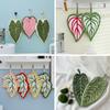 Leaf-Shaped Hanging Hand Towel Soft Coral Fleece Tea Towels Super Absorbent Bath & Kitchen Towel Decorative Towels Home Decor