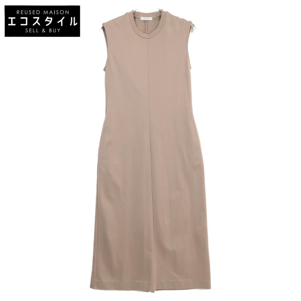 CINOH Beige Cotton Sleeveless Jersey Dress Dress 38 beigeUsed