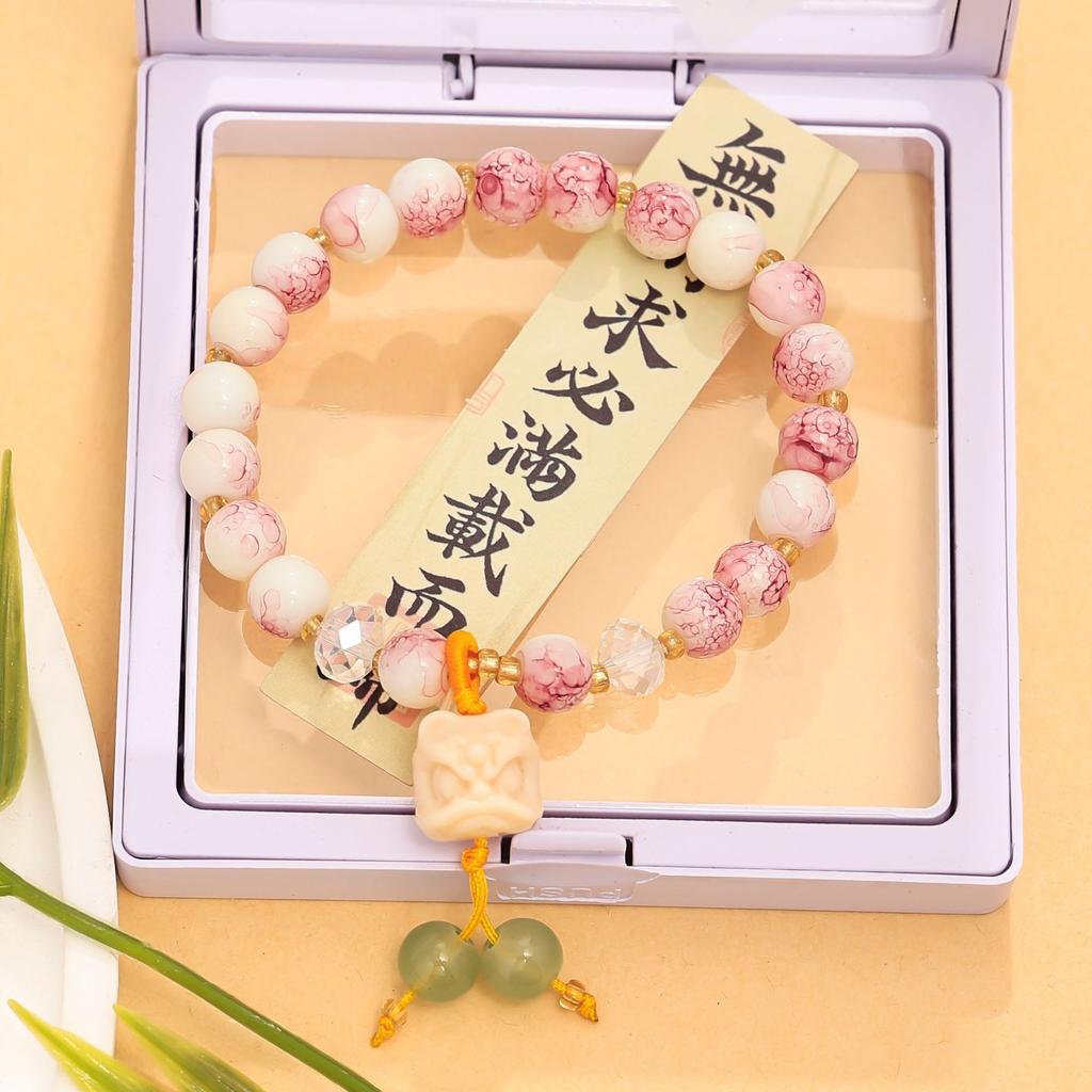 Dopamine glass beaded lion bracelet summer new girlfriend bracelet sweet small fresh candy color women's jewelry