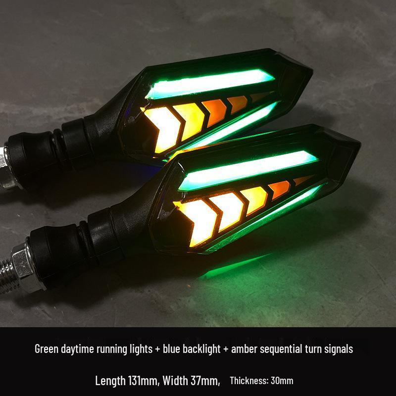 LED Flowing Water Turn Signal Lights for Off-Road Motorcycles - 12V Arrow Design.
