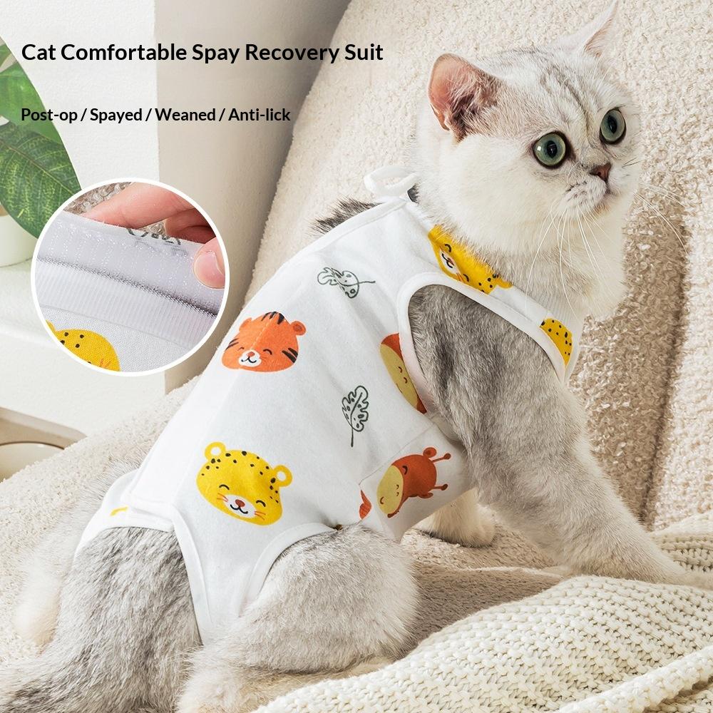 Cat Spay Recovery Suit Post Surgery Anti Licking Pet Bodysuit Breathable Thin Female Cat Nursing Wear Puppy Dog Dresses