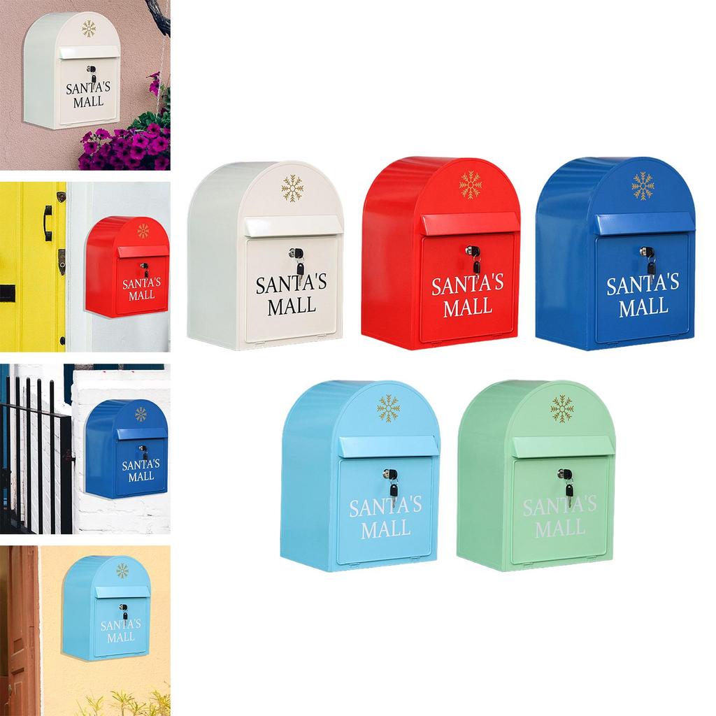 Lockable Mail Box Newspapers Large Capacity Iron Art Durable Rain Proof Hanging Box Mailbox Creative Letter Box for Home Decors