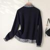 Yibai Women's Floral Print Bowknot Spliced Sweatshirt Cardigan