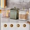 Clear Qtip Holder Dispenser for Cotton Ball and Swab Plastic with Lid Translucent Square Shape Canister Cube Jar for Bathroom Living Room Bedroom