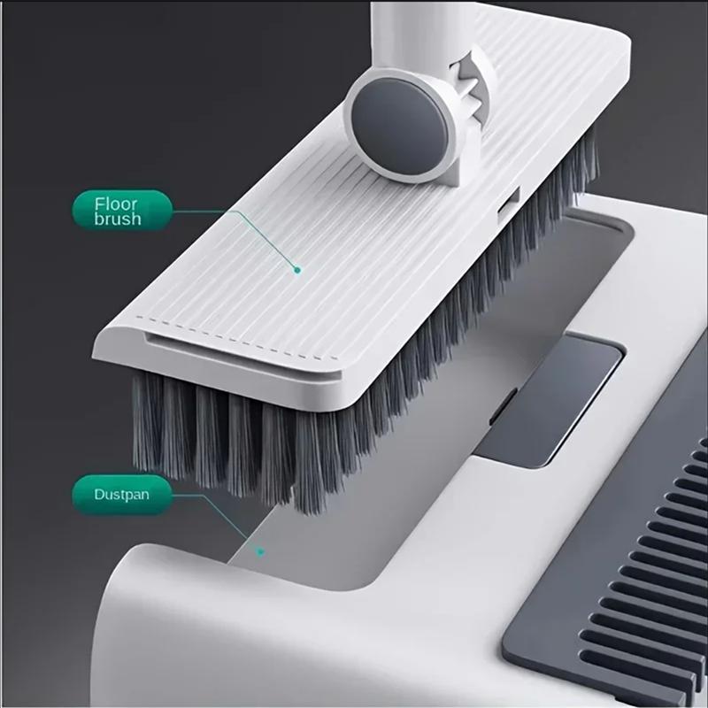 New 4-in-1 Multi-Functional Broom Dustpan and Floor Brush Set Thickened Broom with Non-Sticking Hair Cleaning Tool for Home