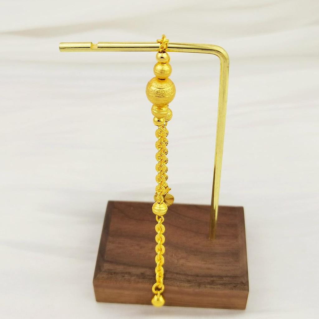 Elegant 24K Gold-Plated Copper Bead Bracelet for Women 