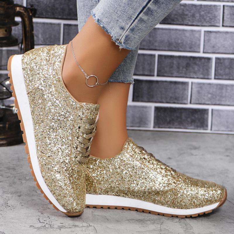 Fashion Women's Silver Glitter Sneakers For Women Bling Shoes Slip-on Casual Trend Platform Sport Shoes Woman Non-slip Vulcanize Shoes