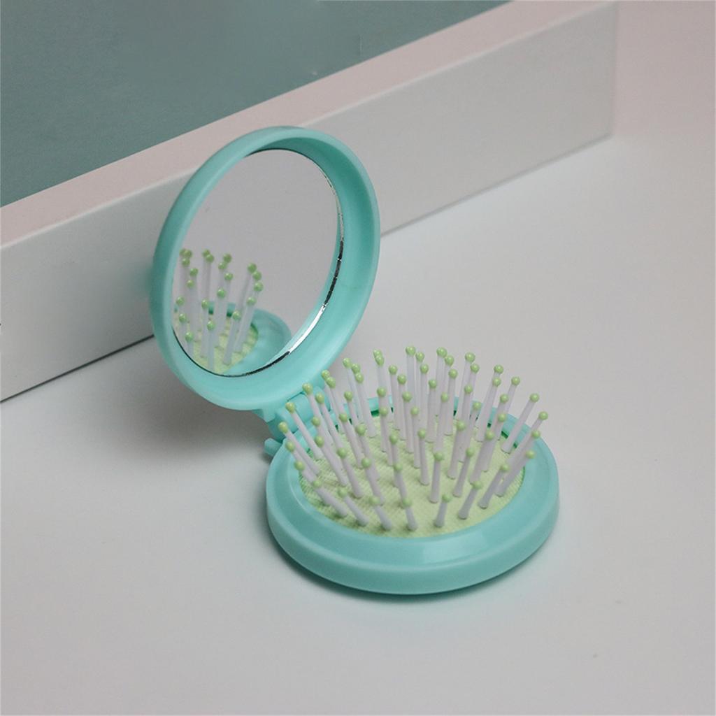 Folding Portable Small Comb With Makeup Mirror DIY Cushion Head Massage Comb Mirror