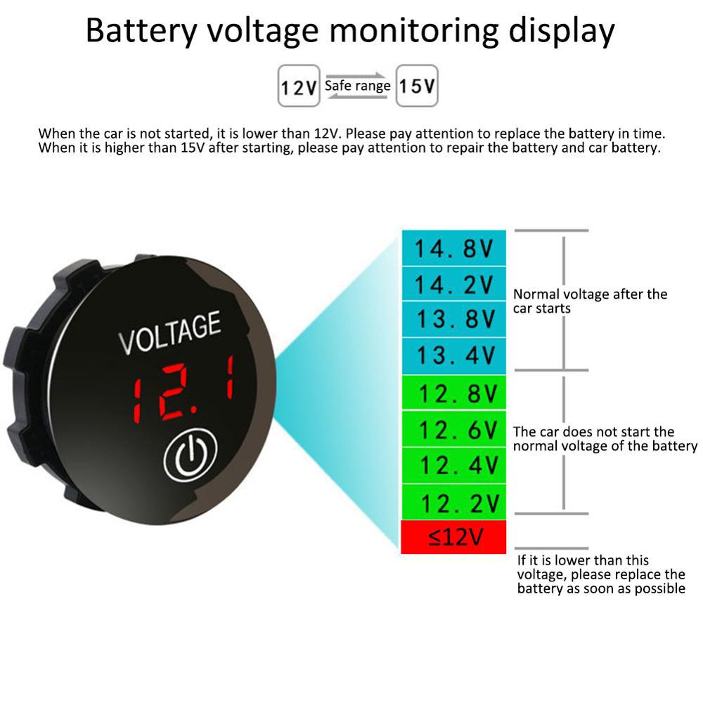LED Voltmeter Digital Waterproof Motorboat Motorcycle Panel Digital Voltmeter Tester Monitor Car Voltmeter 12V Electrical Tester