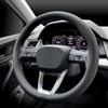 LKWLIKEI Nappa Premium Leather Car Steering Wheel Cover, Non-Slip, Breathable, Universal 15 Inches, Black.