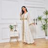 Women's Evening Gown: Stylish Long Dress Featuring Textured Floral Patterns and Gold Foil Accents