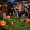Animated Halloween Witch Decoration, Sound Activated Lighted Haunted House Prop, Creepy Flying Witch with Broom for Lawn, Yard, Patio