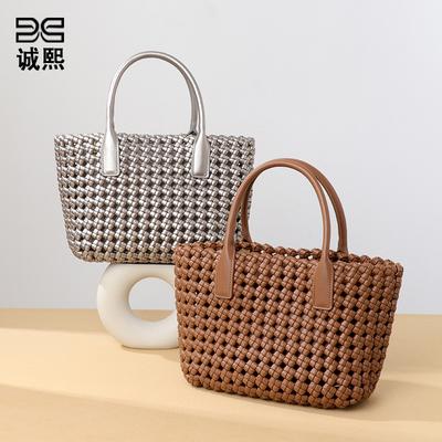 Premium Gemüsekorb Damenhandtasche handgefertigte gewebte Tasche Windmühlenknoten Handtasche modische vielseitige Kinder- und Mutter-Tragetasche