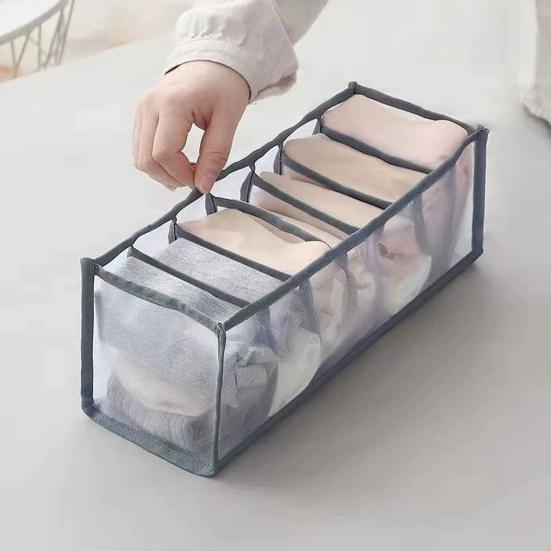 1/3Pcs Underwear Storage Bag Socks Bra Organizer Multiple Compartments Transparent Breathable Mesh Closet Storage Bag