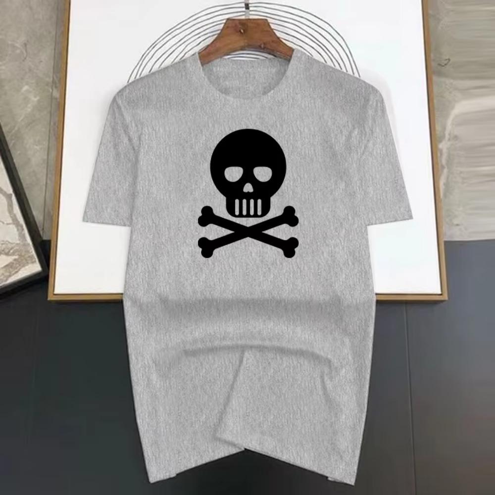 Summer T Shirts for Men Skull Graphic Printed Cotton Short-Sleeve Oversized T Shirt Tees Loose Woman Brand Men Clothes