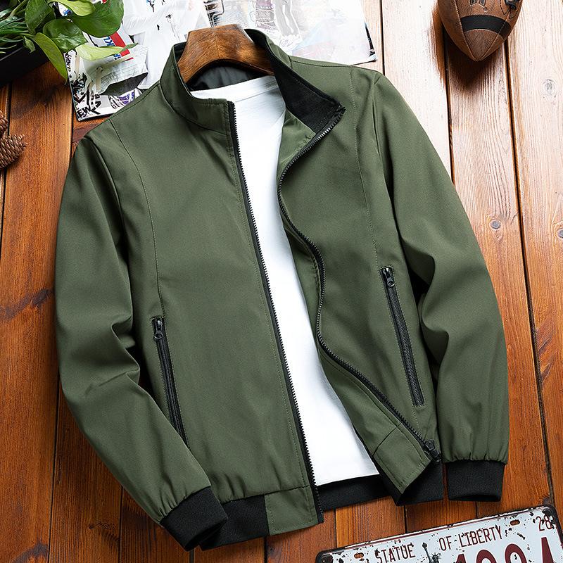 Herren Stehkragenjacke, Modische Business Casual Unifarbene Jacke, Herrenbekleidung Oberteil