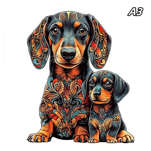 Irregular Puppy Animal Wooden Puzzle for Adult Children Gift Brain Teaser Game Fantasy Dog Christmas Present Box Puzzles Toys