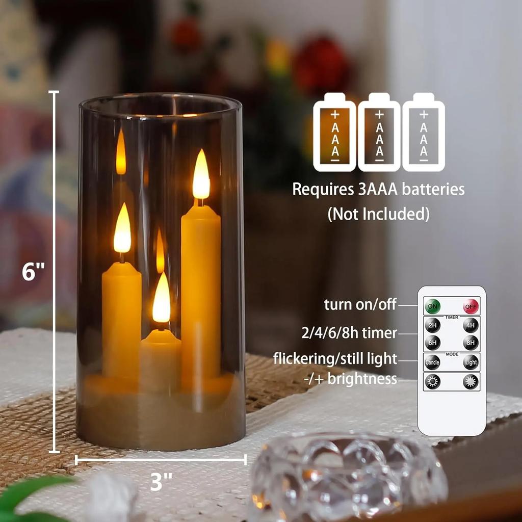 3IN1 LED Elektronische Kerze Teelicht Mehrfarbig LED Kerze Mit IR Fernbedienung Flackernde Lampe Acryl Kerzen für Weihnachten Hochzeit