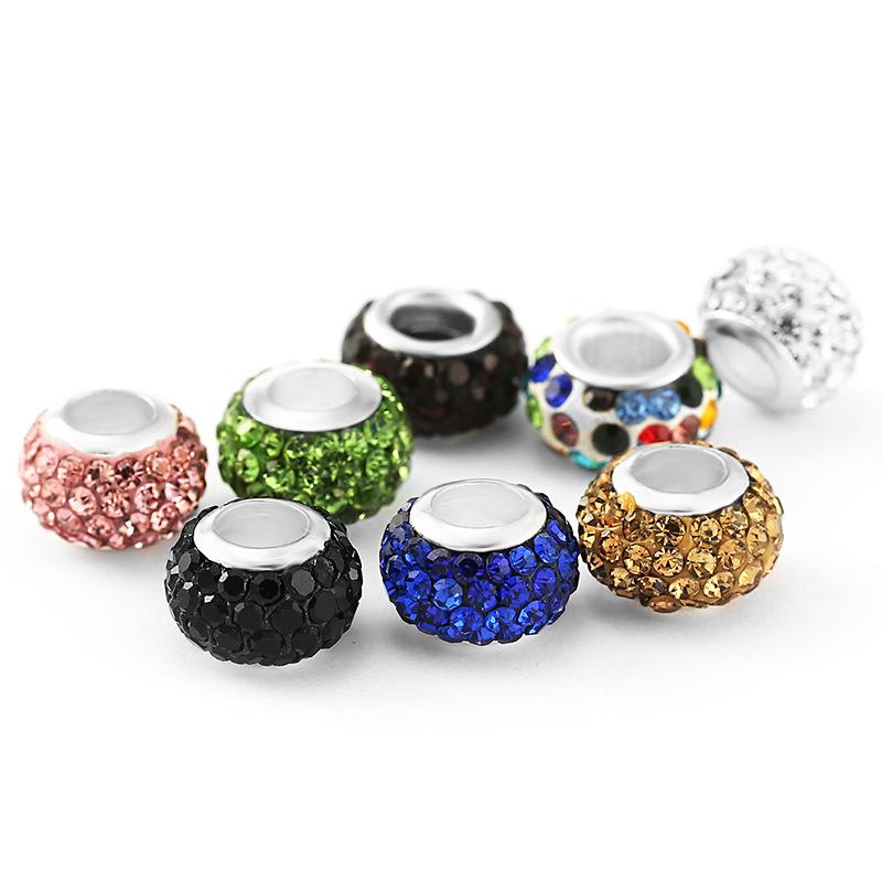 Silver Plated Macroporous Resin Glass Beads for Charms Bracelet Necklace Keychain Women Girls Jewelry Gifts