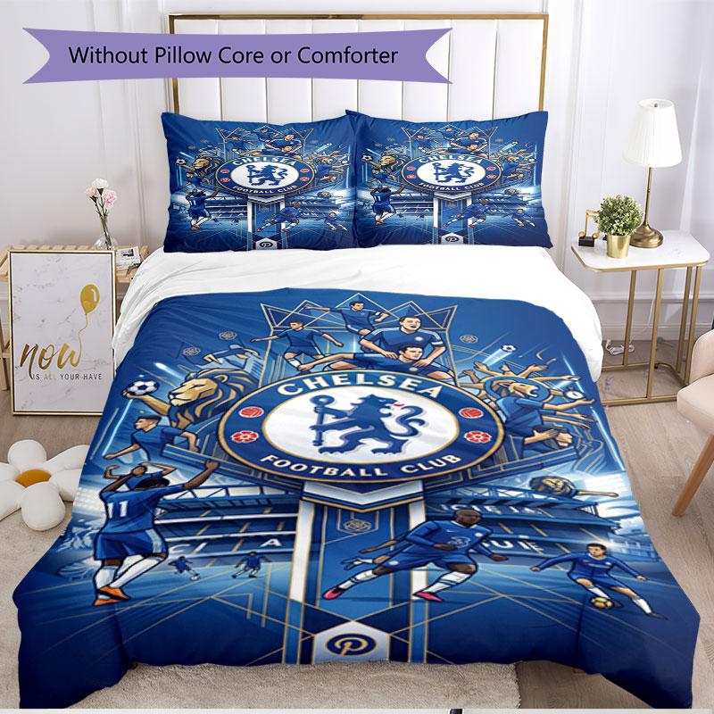 3pcs Duvet Cover Set (1*Duvet Cover + 2*Pillowcase, Without Core), Chelsea FC Print Soft All‑Season Bedding Set, Home Bedroom Decor Gift