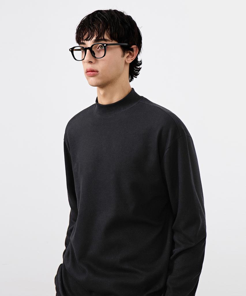 Dimiteulibeullaeg Comfort Half Mock Neck Knit T-Shirt_Black