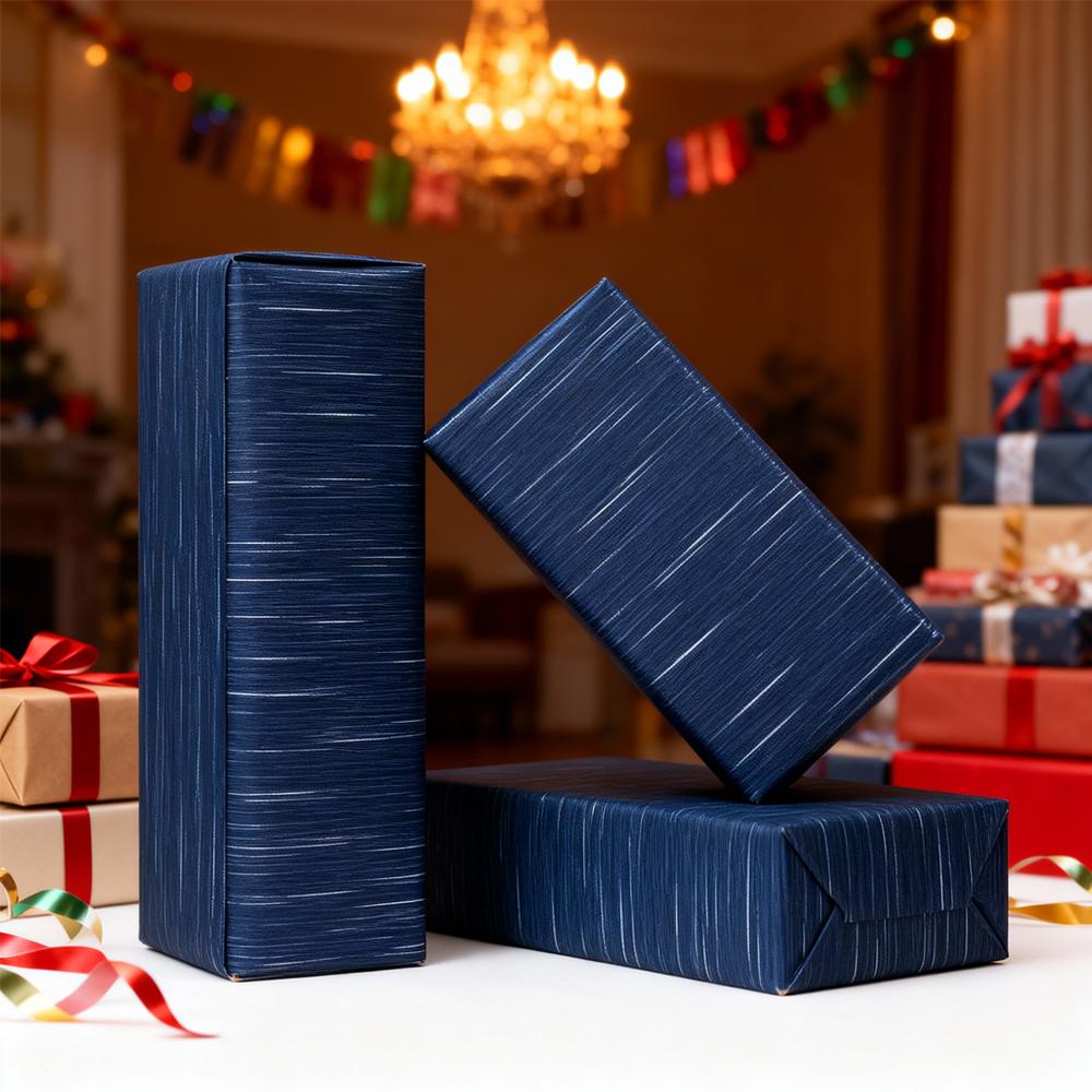 1roll Blue Striped Gift Wrapping Paper Valentine's Day Gift Wrap Matt Kraft Gift Wrap Paper for Birthday Wedding Christmas Party