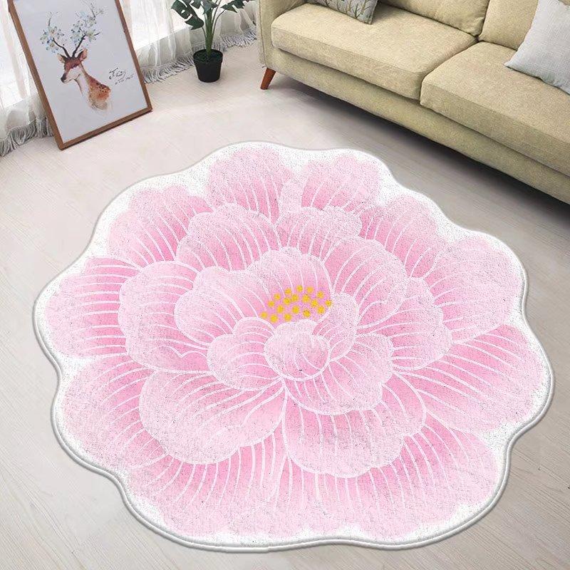 Blue Flower Small Chair Mat Carpets for Living Room Modern Bedroom Decor Anti-skid Floor Mat Special-shaped Study Area Rug 120cm