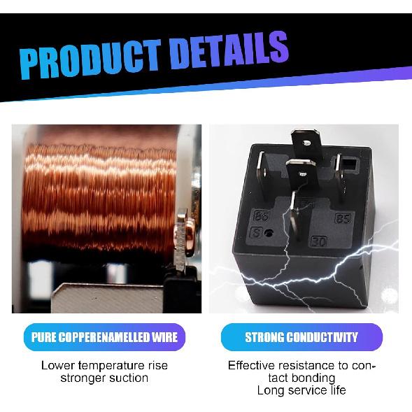 Pack-4 Car 5 Pin Relay, 12V 40A Conversion Starting DC Heavy Motor Replacement, PA66 Waterproof Flame Retardant Shell + Pure Copper Coil, Universal
