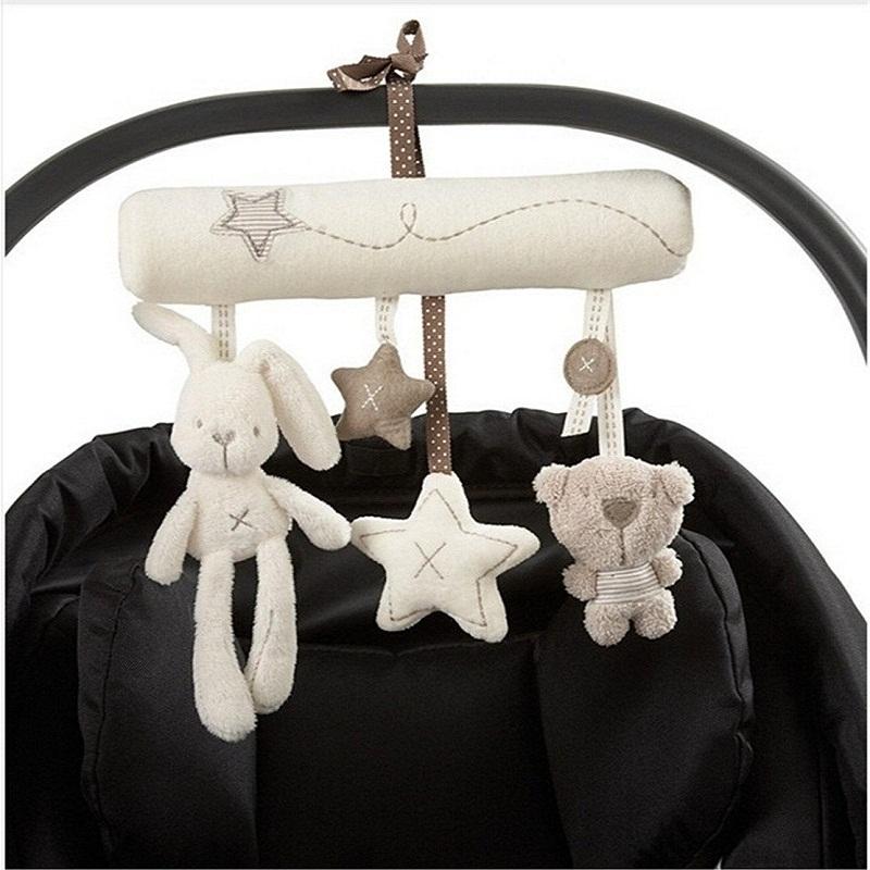 Non-Toxic New Hanging Bed Rabbit Baby Hand Bell Safety Seat Plush Toy Multifunctional Plush Toy Stroller Mobile Gifts