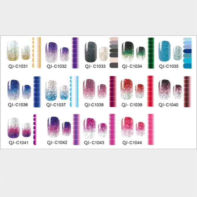 DIY Full Cover Self Adhesive Stickers Polish Foils Tips Wraps Glitter Gradient Shiny Nail Decals
