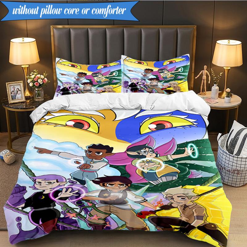 3PCS Owl Adventure In Colorful Land Bedding Set,Including 1pc Duvet Cover And 2pcs Pillowcases Perfect for Bedroom, Dormitory, Fan Christmas Gift