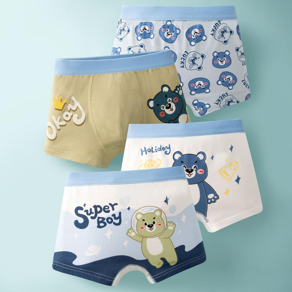 4pcs/Pack Boys Underwear Kids Cotton Boxers Cute Cartoon Training Boyshorts Soft Panties