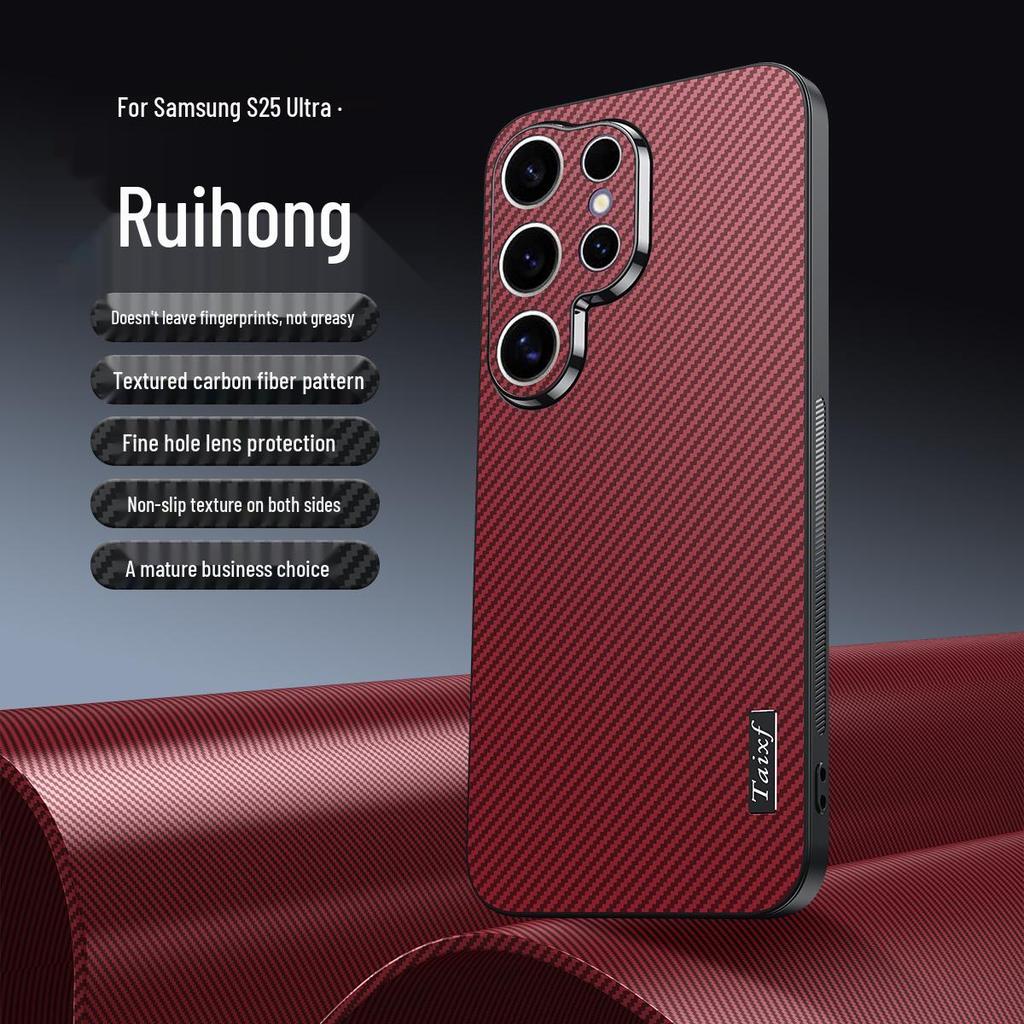 Samsung S25 Ultra Matné pouzdro z uhlíkových vláken s ochranou proti pádu pro objektiv S24 FE