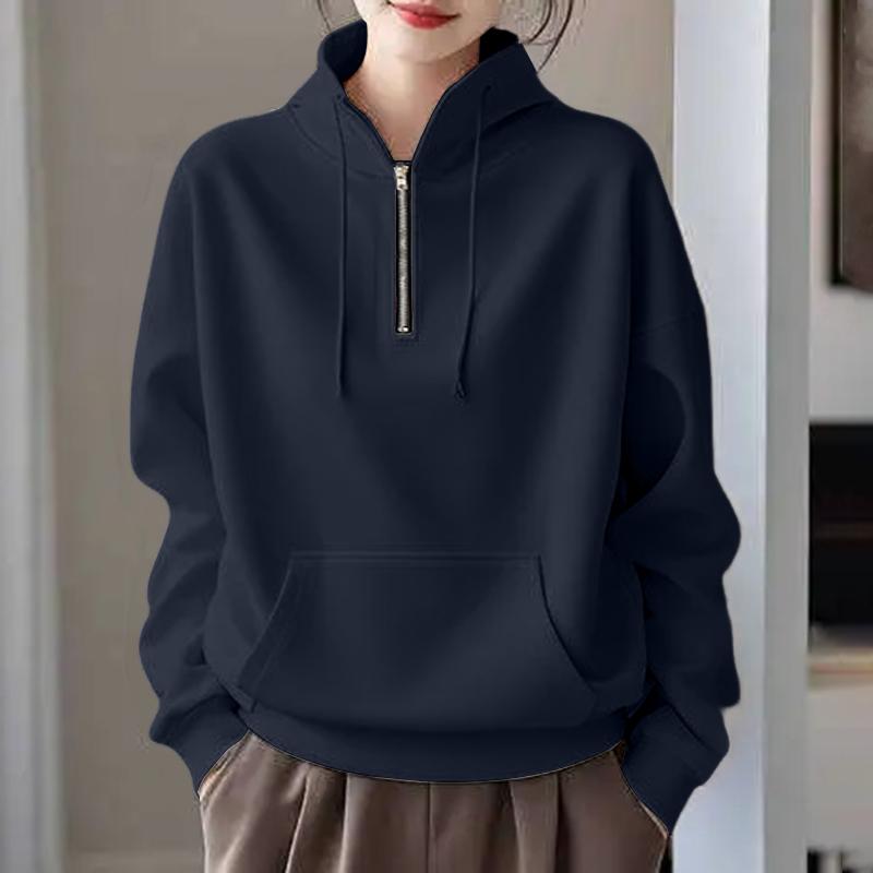 

ZANZEA Жіночі повсякденні тонкі світшоти з довгим рукавом і коміром-стійкою 3XL Темно-синій