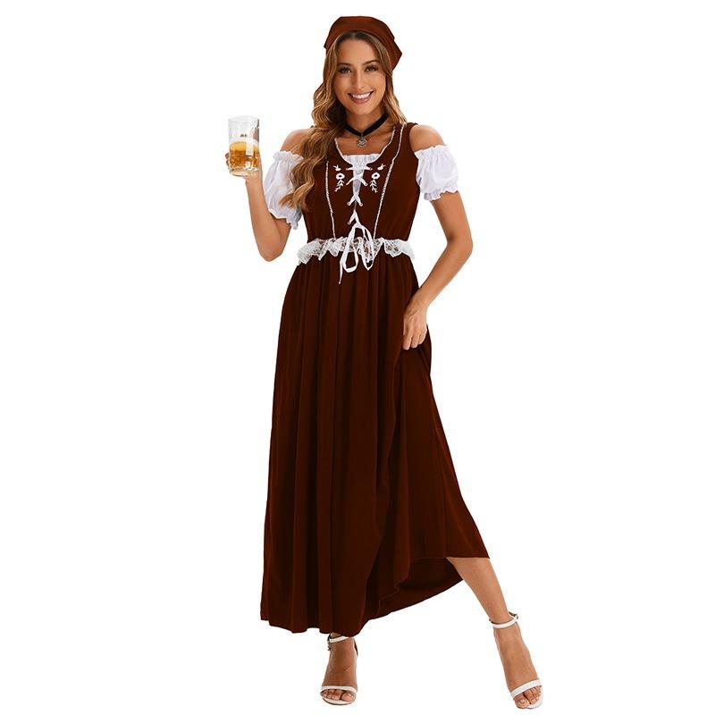 Adult Oktoberfest Costume Bavaria Stage Show Costume Bar Maid Dress Full Set